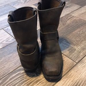 Frye distressed harness boots size 8